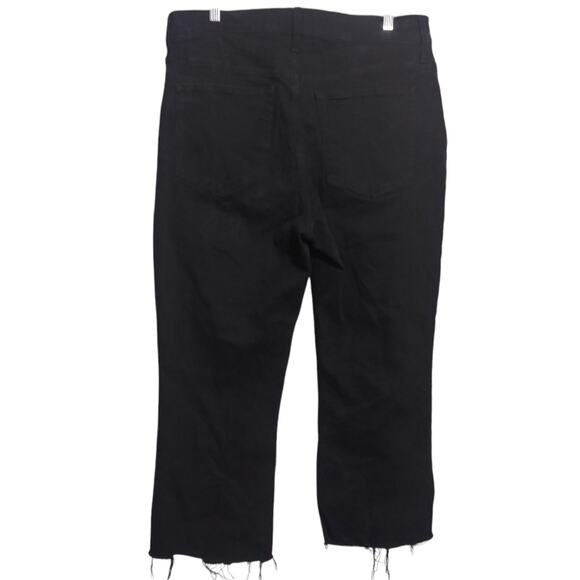 J. Crew Jeans Mid Rise Flare Crop Inseam Black Raw Hem Tall Denim Size 33 T - Picture 2 of 8